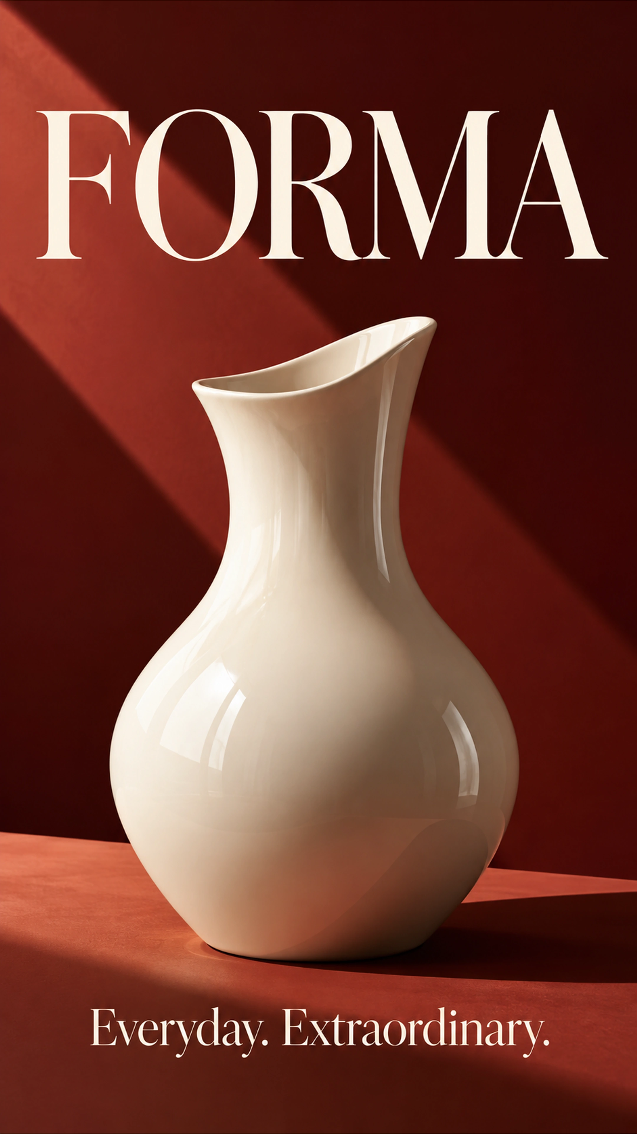 Forma branded campaign artwork: Sculptural ceramics, linen and warm timber