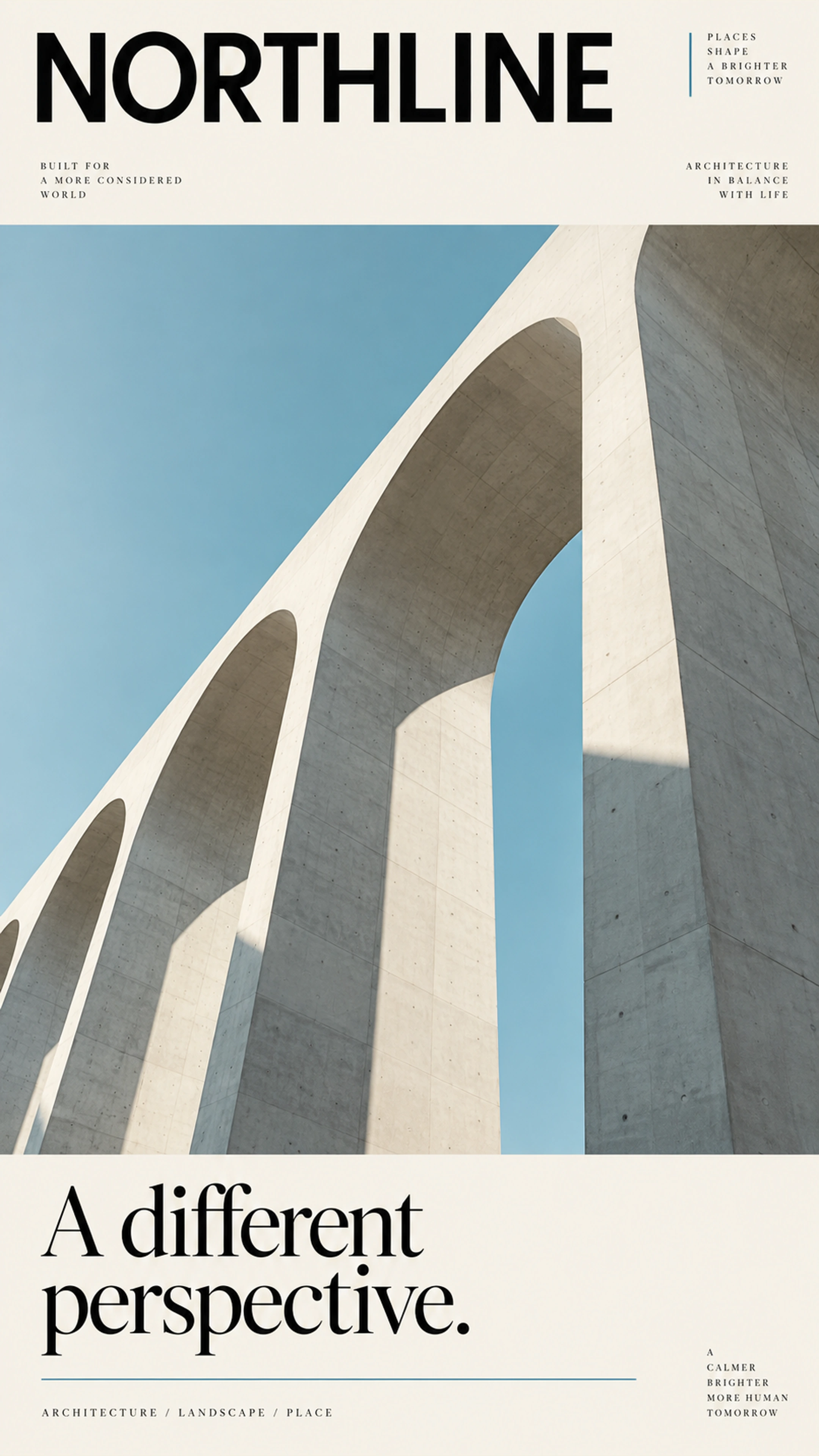 Northline branded campaign artwork: Coastal limestone architecture and refined interior materials